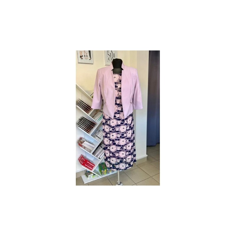 Dámský kostýmek šaty + sako - starorůžový L&S Fashion 215