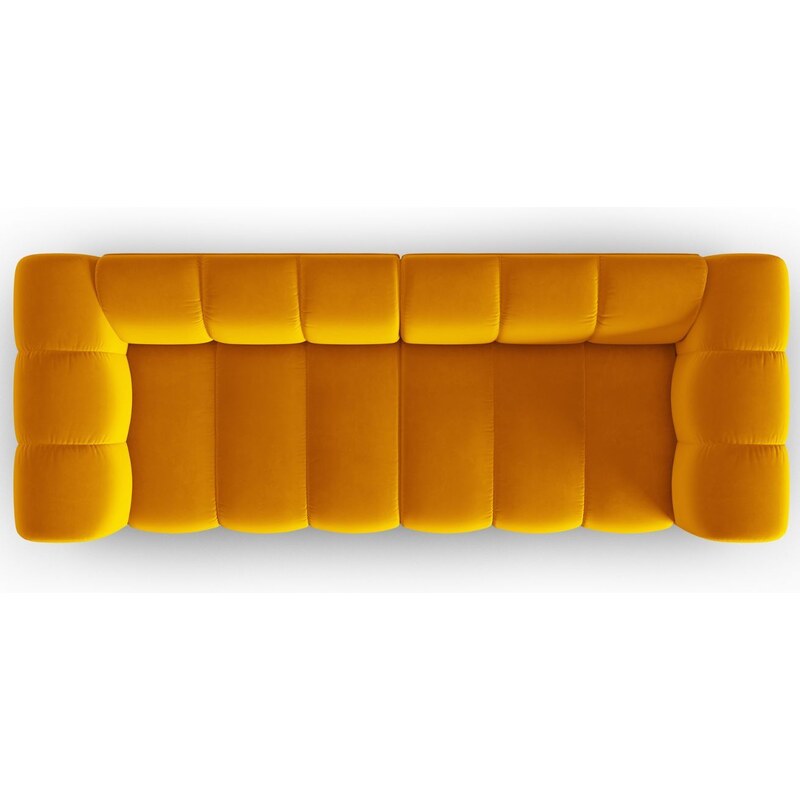 Žlutá sametová trojmístná pohovka MICADONI Lupine 228 cm