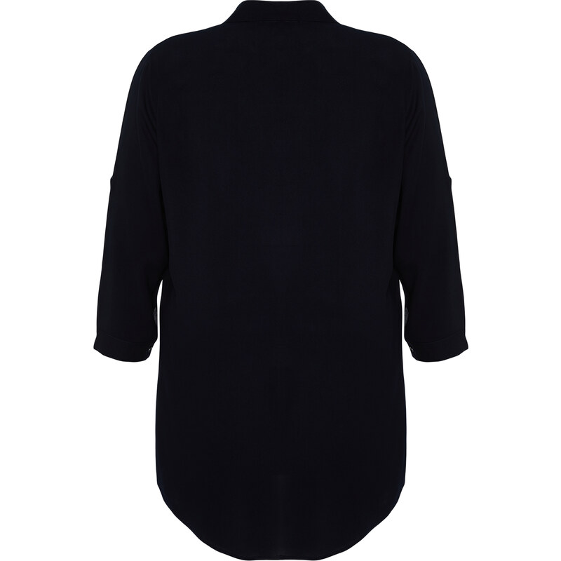 Trendyol Curve Navy Blue Basic Oversize Woven Shirt