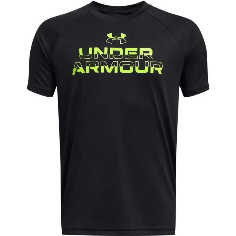 Triko Under Armour UA Tech Split Wordmark SS-BLK 1383010-001