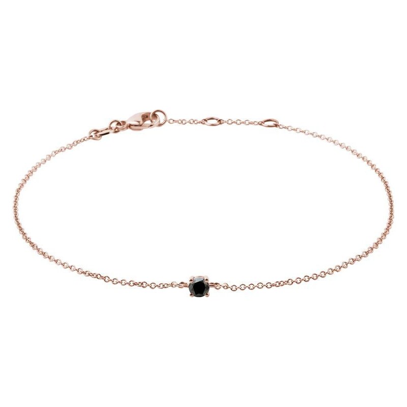 Náramek z růžového zlata s černým diamantem KLENOTA
