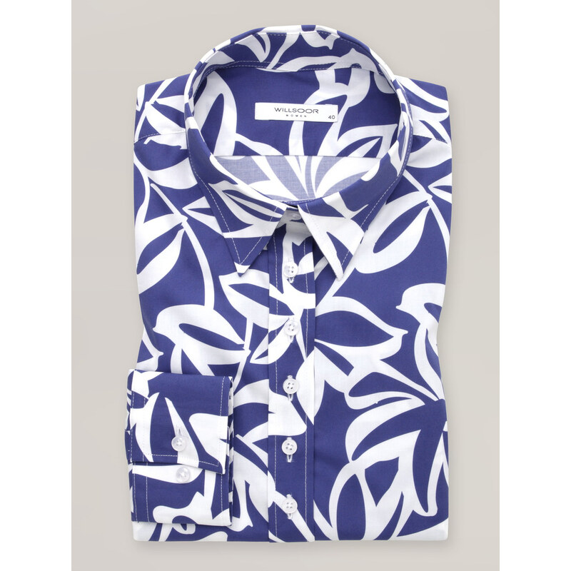 Willsoor Dámská vzorovaná košile s tmavě modrými velkými listy 16685