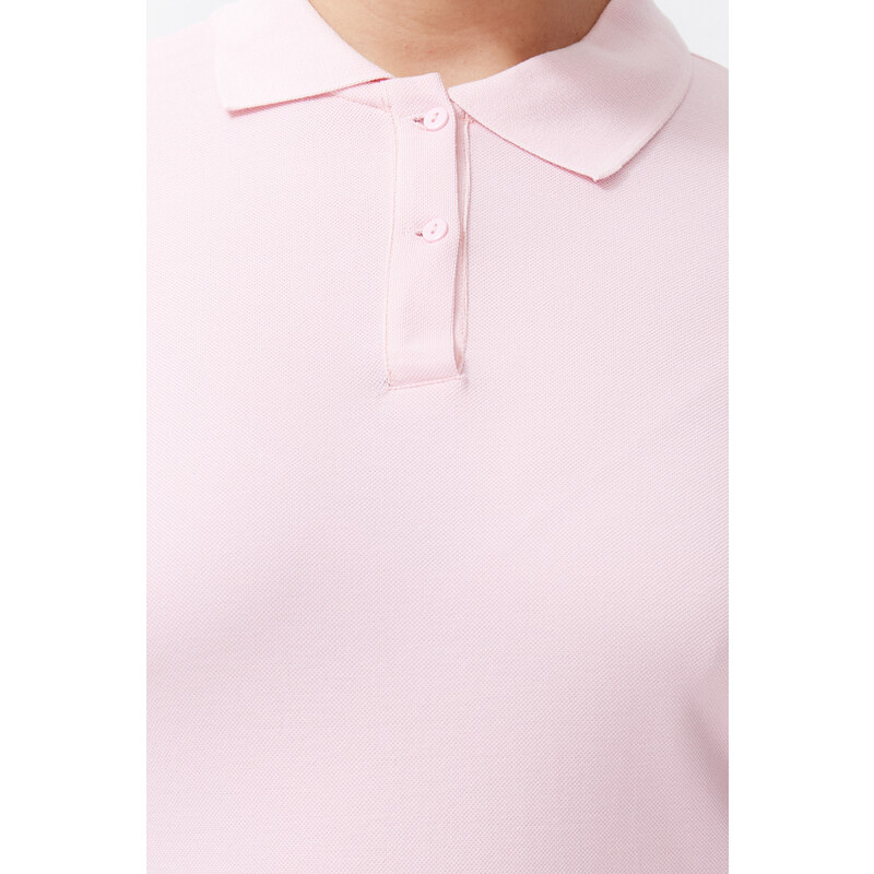 Trendyol Curve Pink Polo Neck Knitted T-shirt