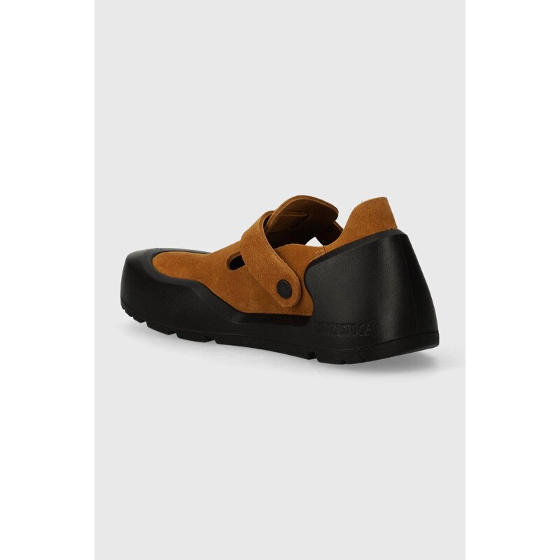 Semišové polobotky Birkenstock Reykjavik dámské, hnědá barva, na plochém podpatku, 1027351