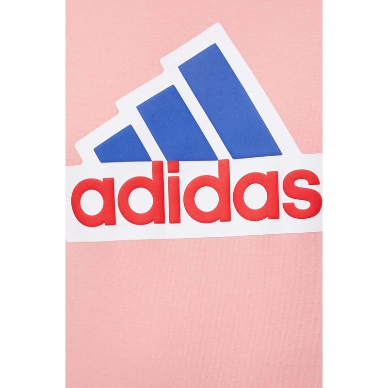 Mikina adidas pánská, růžová barva, s kapucí, s aplikací, IS9597