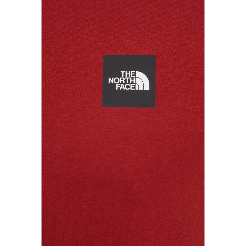 Bavlněné tričko The North Face vínová barva, s potiskem, NF0A87EDPOJ1