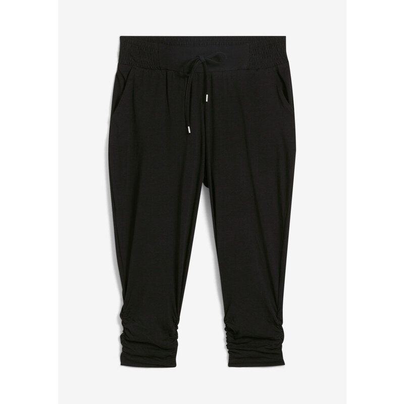 bonprix Žerzejové kalhoty s elastickou pasovkou Černá
