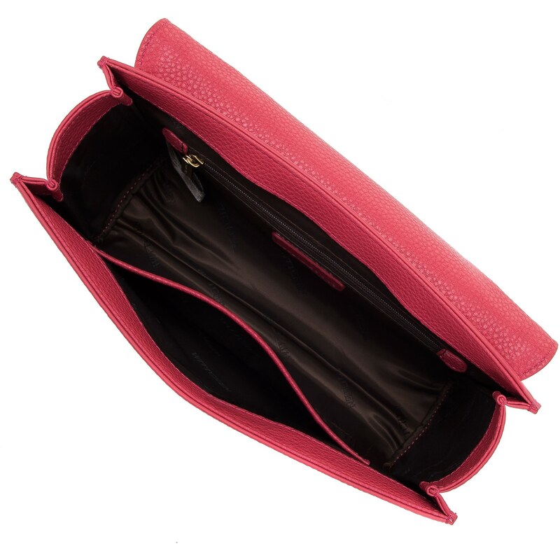 Dámská kožená kabelka s ozdobnou klopou a řetízkem Wittchen, tmavě růžová, přírodní kůže