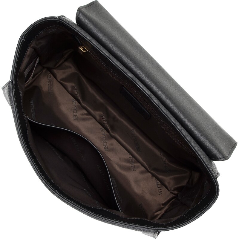 Kožená kabelka s geometrickou klopou Wittchen, černá, přírodní kůže