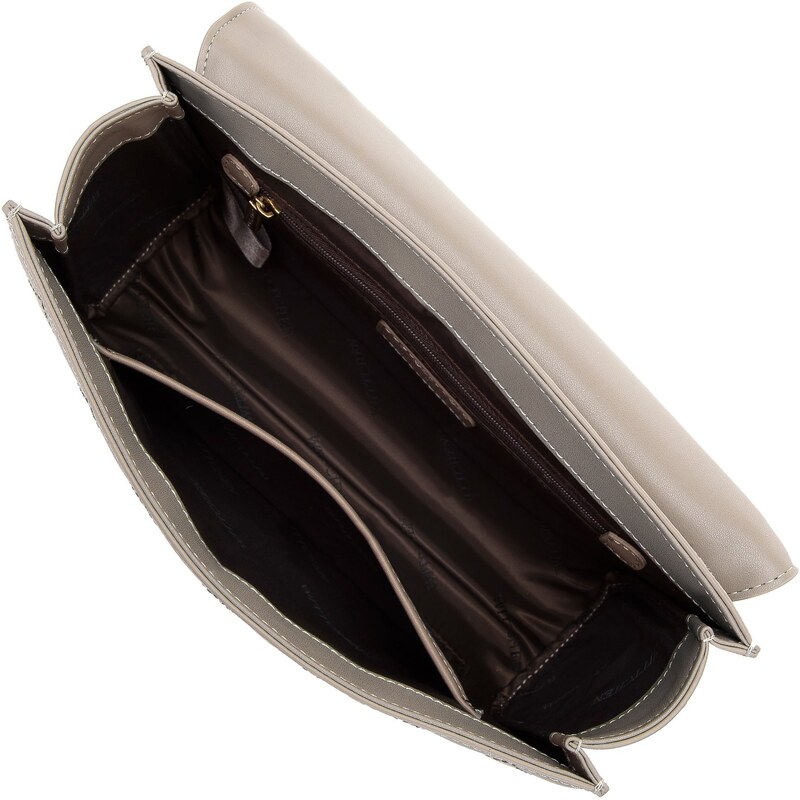 Dámská prošívaná kožená kabelka s lemovanou klopou Wittchen, béžová, přírodní kůže
