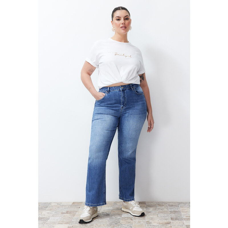 Trendyol Curve Light Blue More Sustainable High Waist Flare Jeans