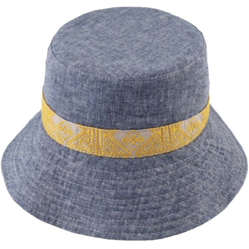 Bucket hat - letní modrý lněný klobouk - Fiebig 1903