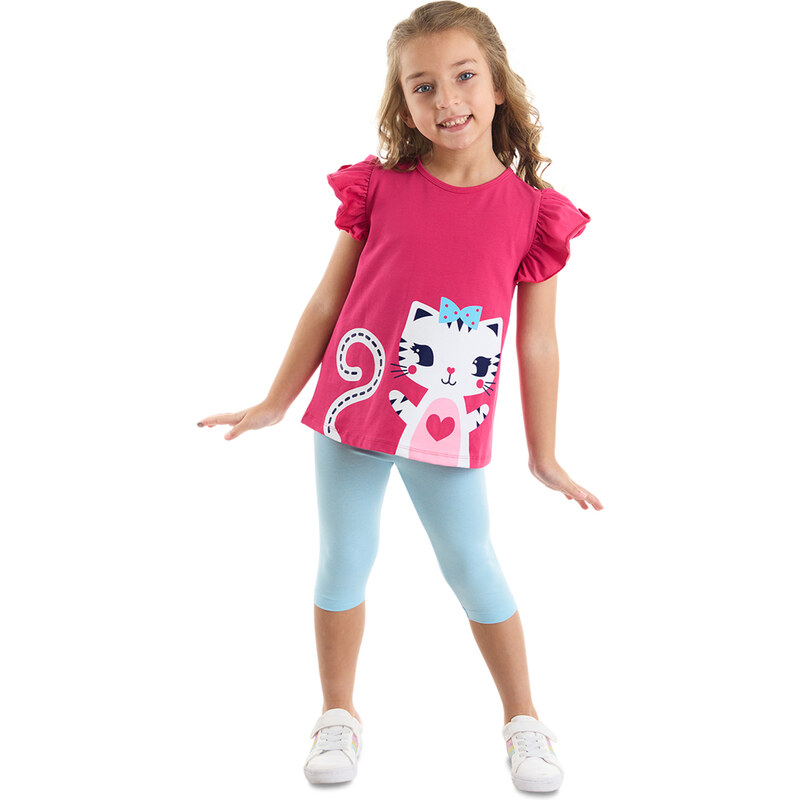 Denokids Frilly Kitten Girl's T-shirt Tights Set