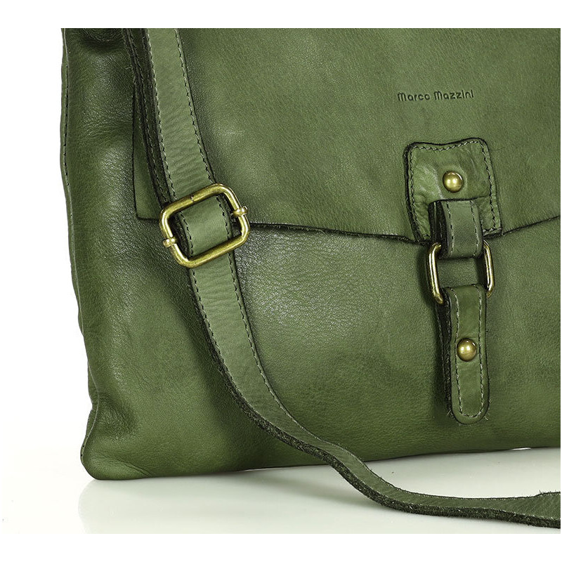 Městská kožená kabelka MARCO Kabelky od Hraběnky vintage; zelená