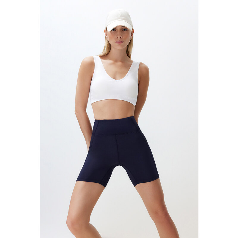 Trendyol Navy Blue Double Pocket Detailed Knitted Sports Shorts Leggings