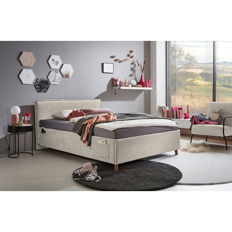 Béžová čalouněná postel Meise Möbel Fun 120 x 200 cm