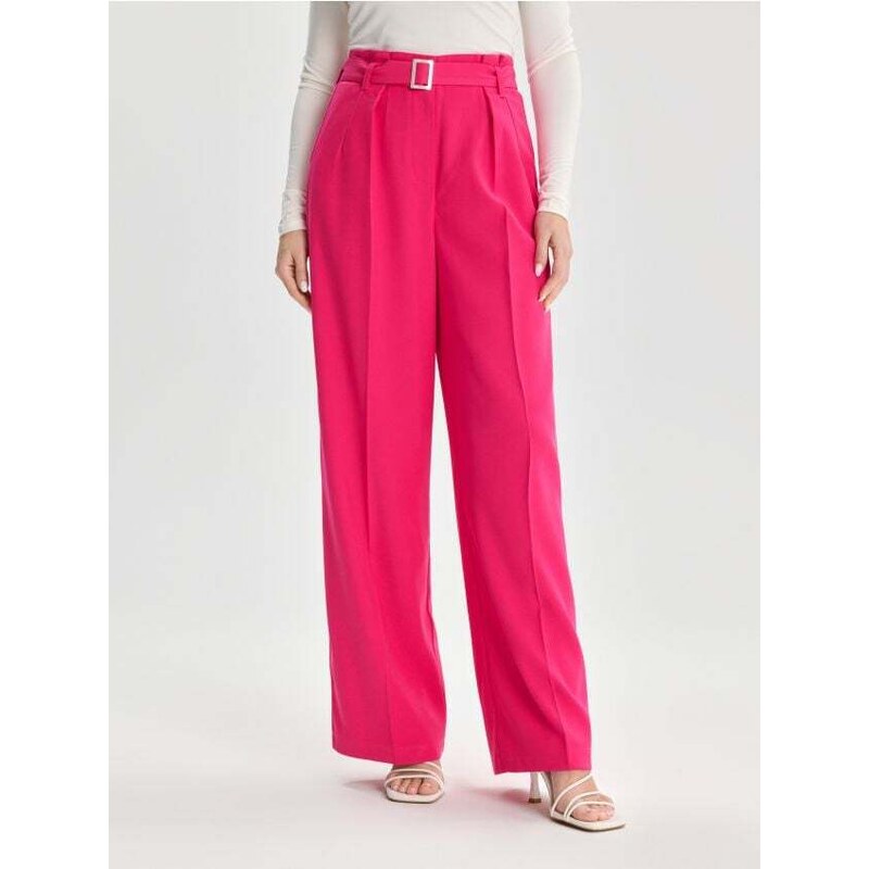 Sinsay - Kalhoty s páskem - sytě růžová