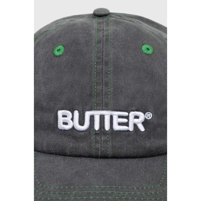 Bavlněná baseballová čepice Butter Goods Rounded Logo 6 Panel Cap zelená barva, s aplikací, BGQ1247004