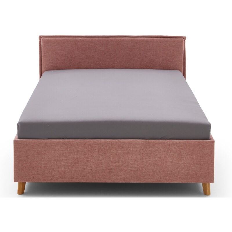 Růžová čalouněná postel Meise Möbel Fun 120 x 200 cm s úložným prostorem