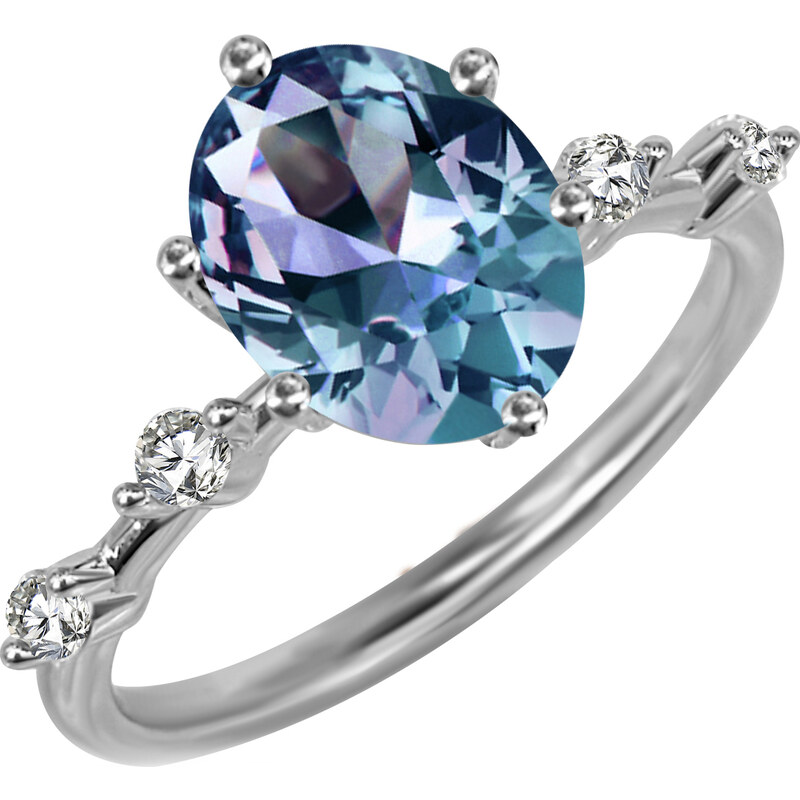 Royal Exklusive Royal Fashion stříbrný pozlacený prsten Alexandrit DGRS0018-WG