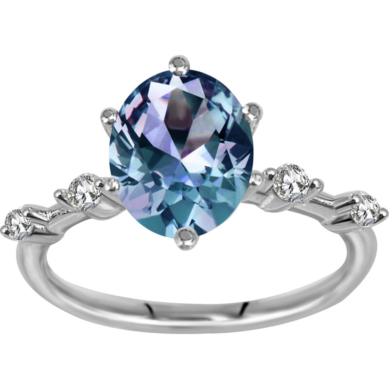 Royal Exklusive Royal Fashion stříbrný pozlacený prsten Alexandrit DGRS0018-WG