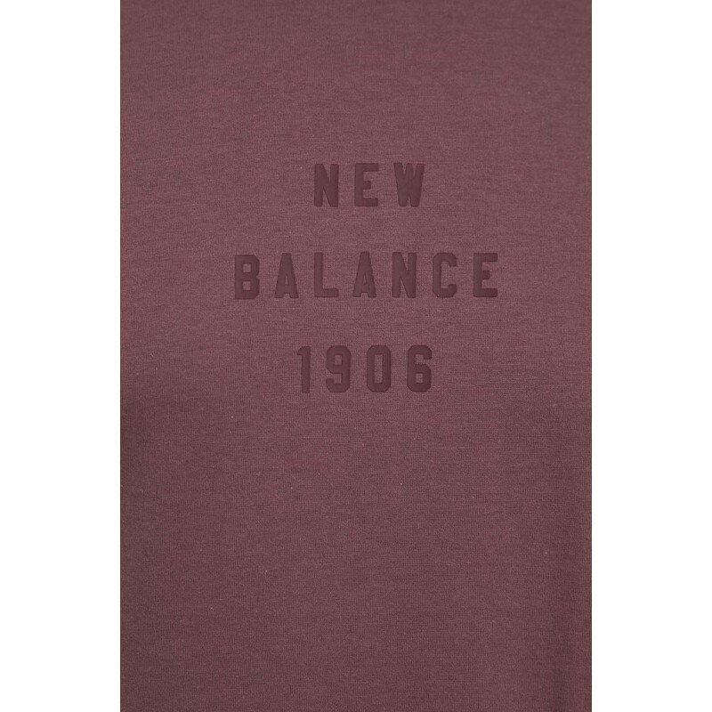 Bavlněné tričko New Balance MT41519LIE fialová barva, s potiskem, MT41519LIE