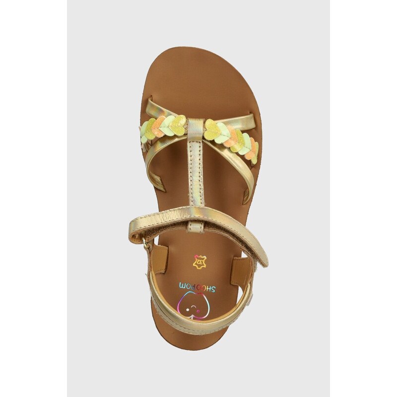 Dětské kožené sandály Shoo Pom GOA TRESSE LOVE zlatá barva