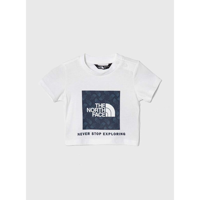 Dětské bavlněné tričko The North Face BOX INFILL PRINT TEE bílá barva, s potiskem