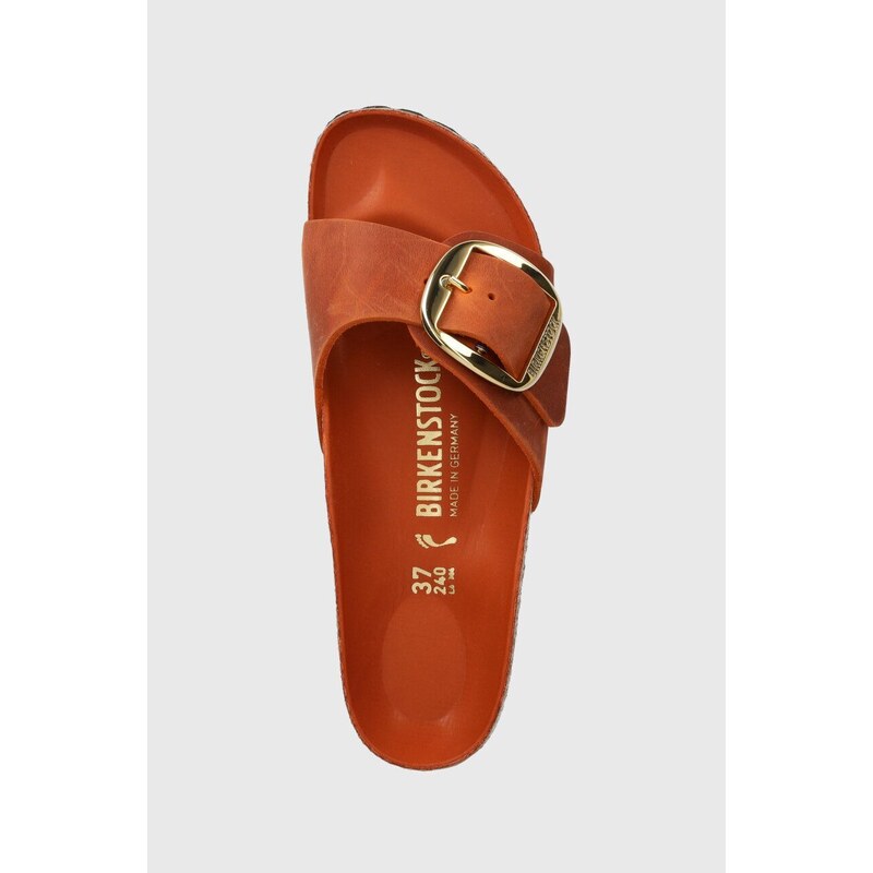 Nubukové pantofle Birkenstock Madrid Big Buckle oranžová barva, 1026632