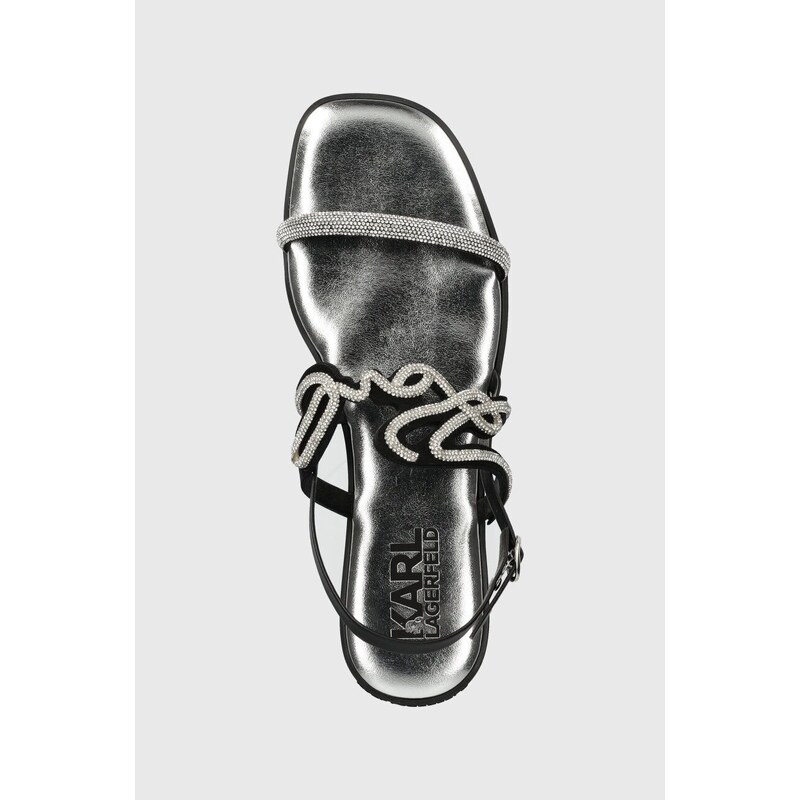 Sandály Karl Lagerfeld OLYMPIA dámské, stříbrná barva, KL87425