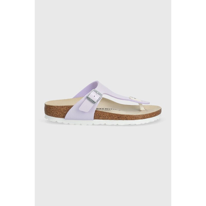 Dětské žabky Birkenstock Gizeh K BF Shiny Lizard fialová barva