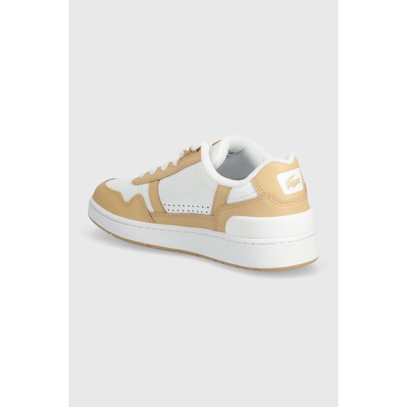 Kožené sneakers boty Lacoste T-Clip Contrasted Leather béžová barva, 47SFA0064
