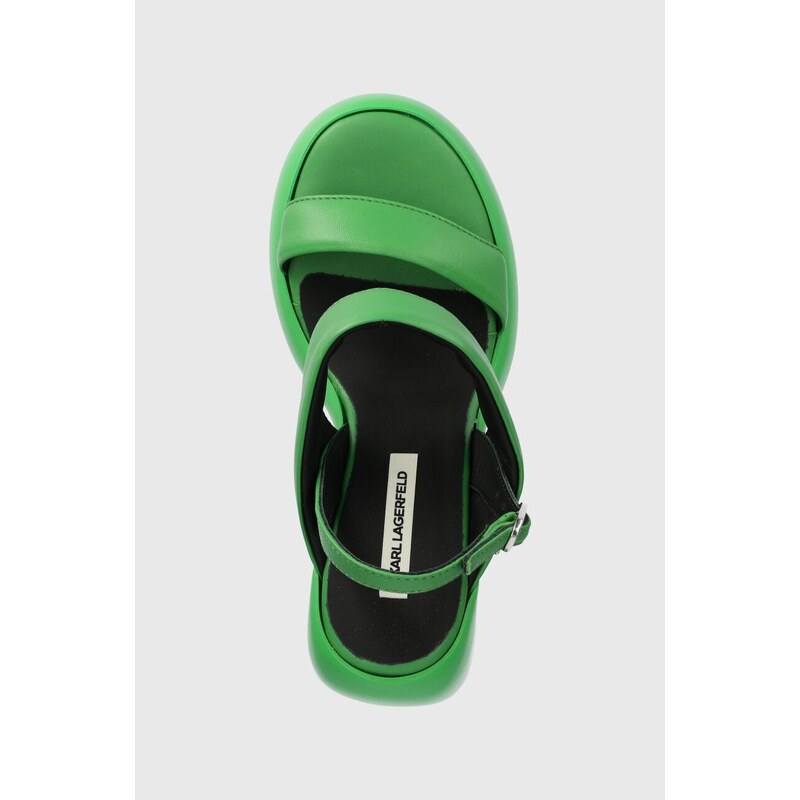 Kožené sandály Karl Lagerfeld ASTRAGON HI zelená barva, KL33724