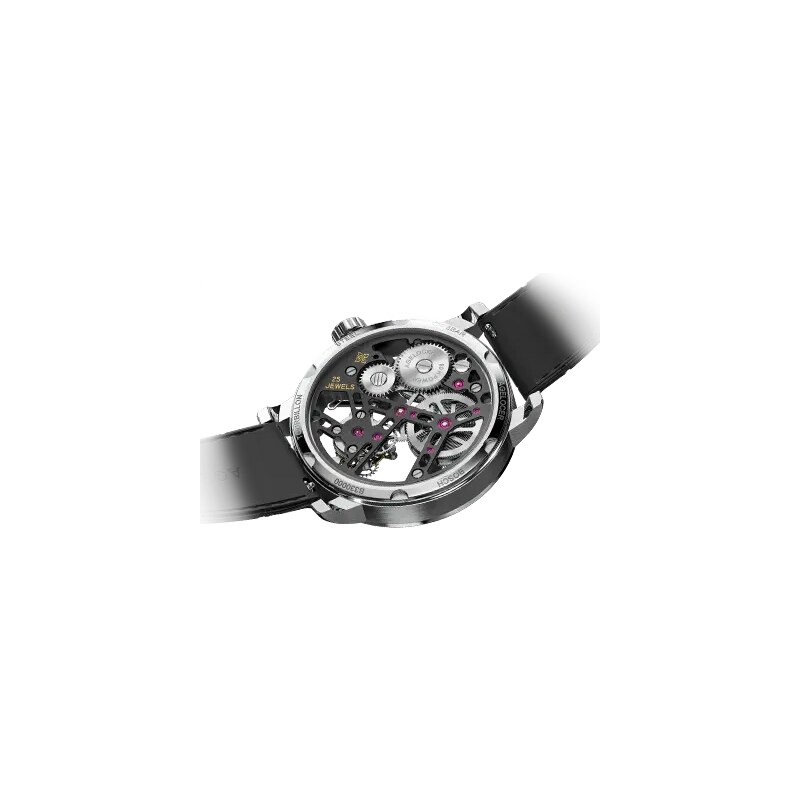 Agelocer Watches Stříbrné pánské hodinky Agelocer s koženým páskem Tourbillon Series Silver / Black 40MM