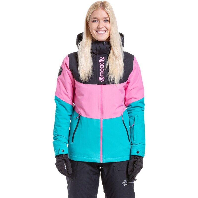 Meatfly dámská SNB & SKI bunda Kirsten Hot Pink/Turquoise | Růžová