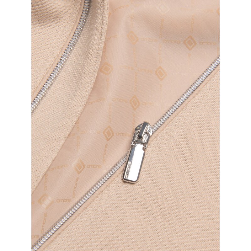 Ombre Men's lightweight bomber jacket with logo lining - light beige
