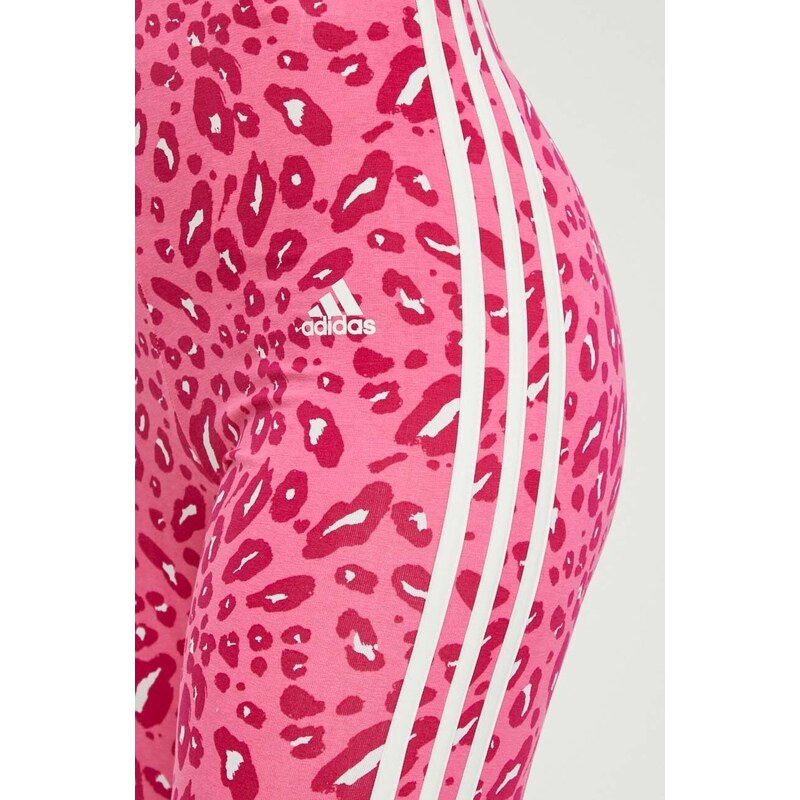 Legíny adidas dámské, růžová barva, vzorované, IS2151