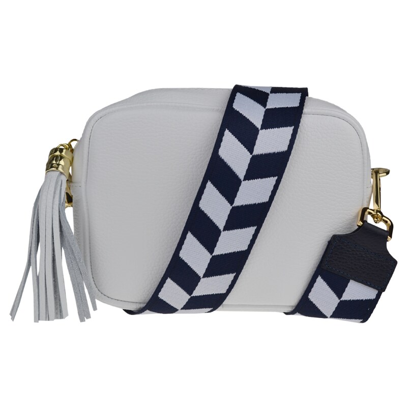 Bílá kožená italská crossbody kabelka Bala Bianca s přídavným