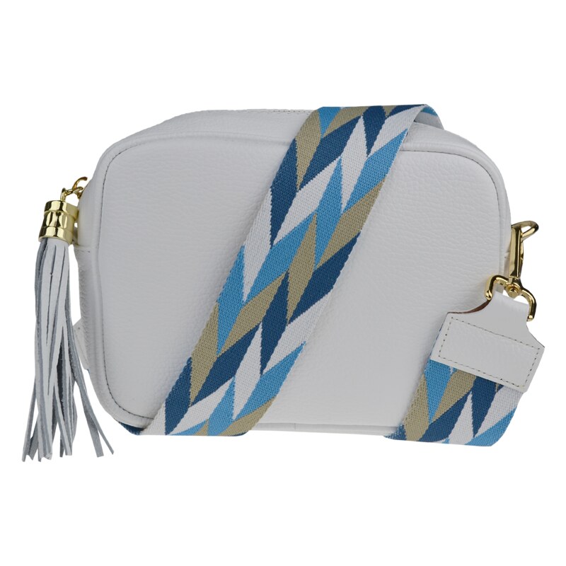 Bílá kožená italská crossbody kabelka Bala Bianca s přídavným