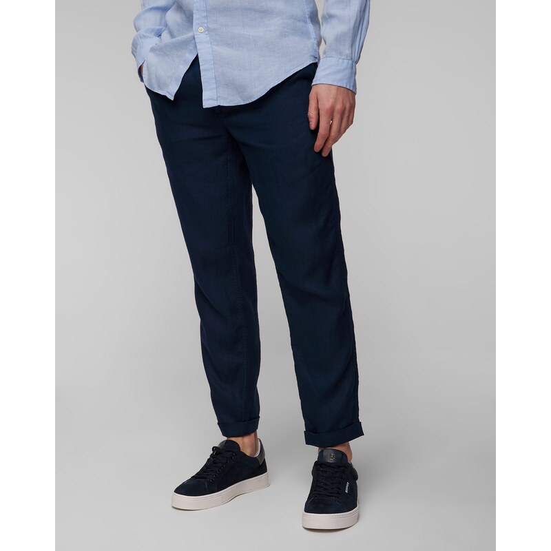 Tmavě modré pánské lněné kalhoty Polo Ralph Lauren