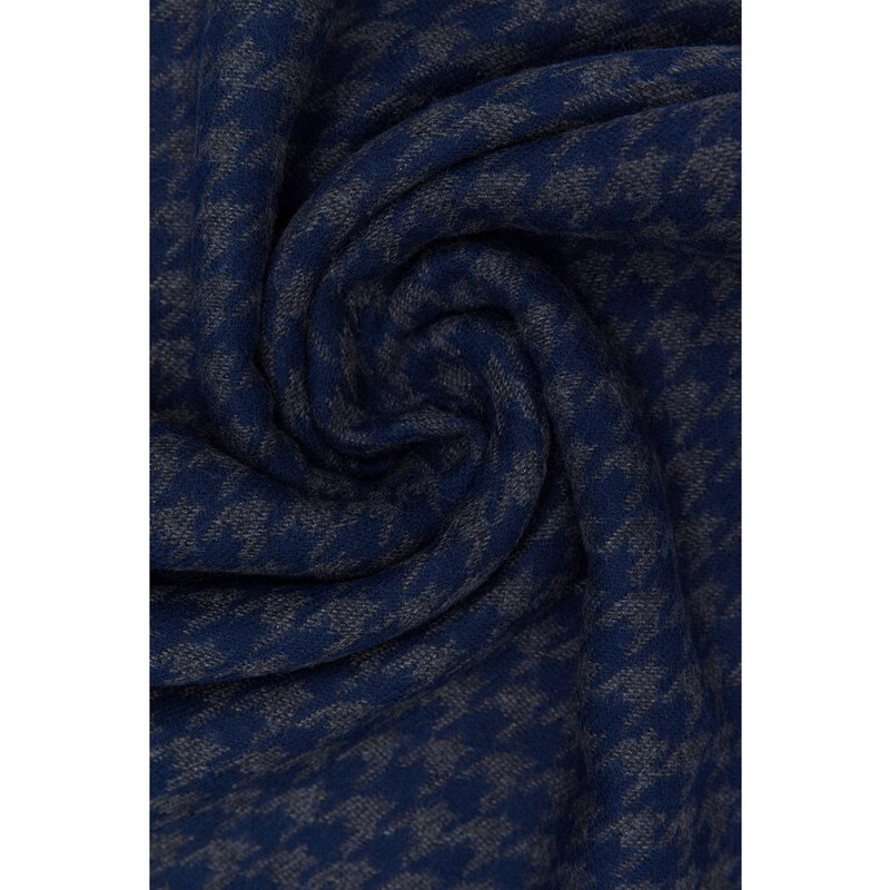 Avva Men's Dark Navy Blue Patterned Shawl