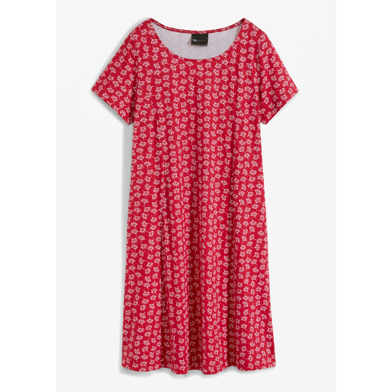 bonprix Úpletové šaty s květovým motivem Červená
