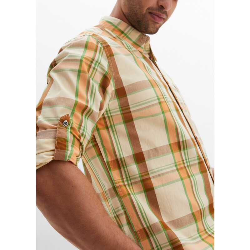 bonprix Košile s dlouhým rukávem v pohodlném střihu Béžová