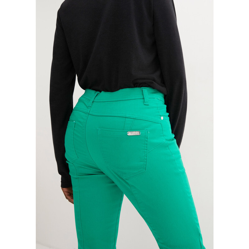 bonprix Pohodlné strečové kalhoty Zelená