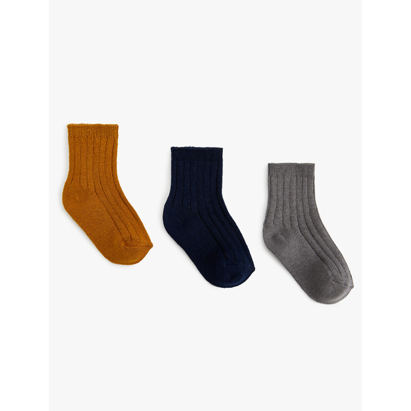 Koton 3-Piece Socks Set, Multicolor Textured