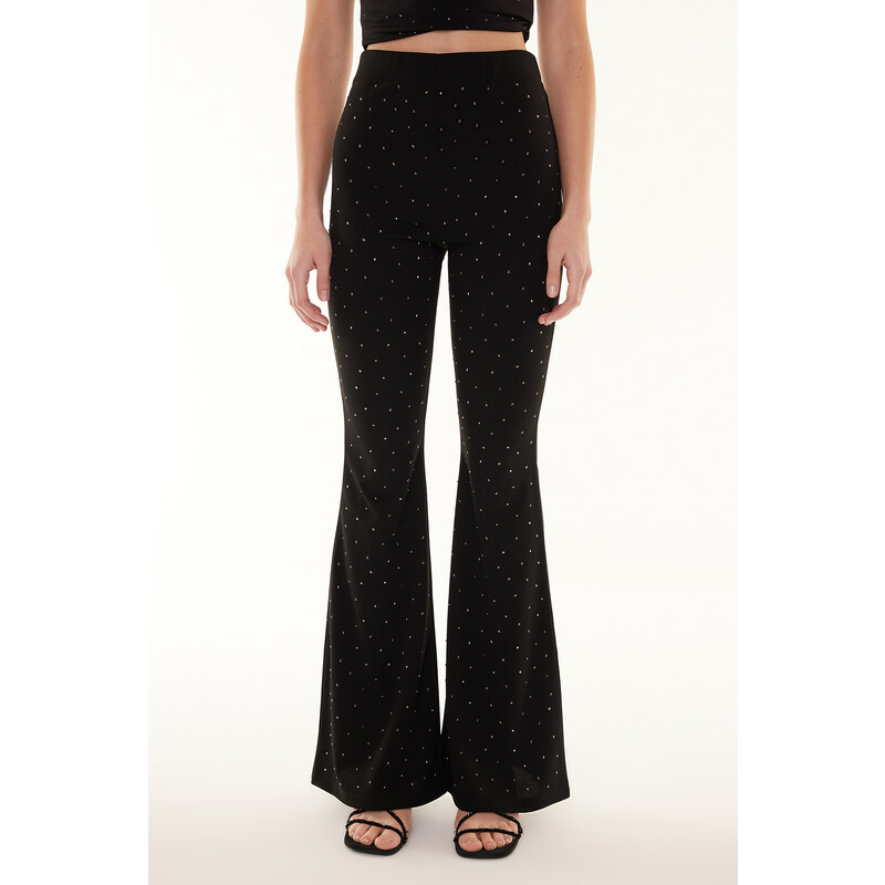 Trendyol Black Knitted Shiny Stone Trousers