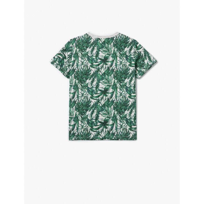 Koton T-Shirt Short Sleeve Crew Neck Leaf Printed Cotton