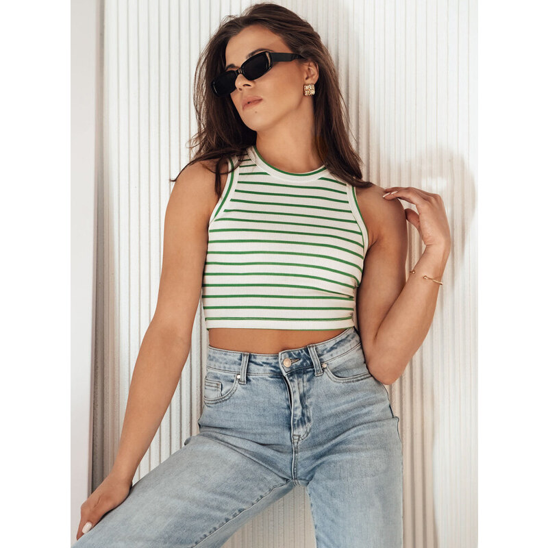 BASIC BÍLÝ PRUHOVANÝ CROP TOP STELLA MAE Pruhovaný vzor