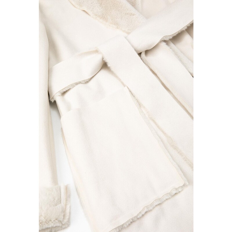 Koton Dámský špinavě bílý kabát