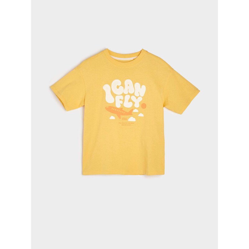 Sinsay - Tričko s krátkými rukávy a potiskem - žlutá
